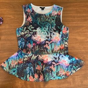 H&M Peplum Tank Top Tropical Floral Blouse